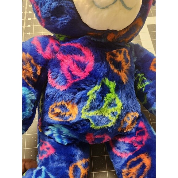 Build A Bear BAB Workshop Blue Peace Sign Hippie Bear Stuffed Animal Plush - Picture 5 of 6